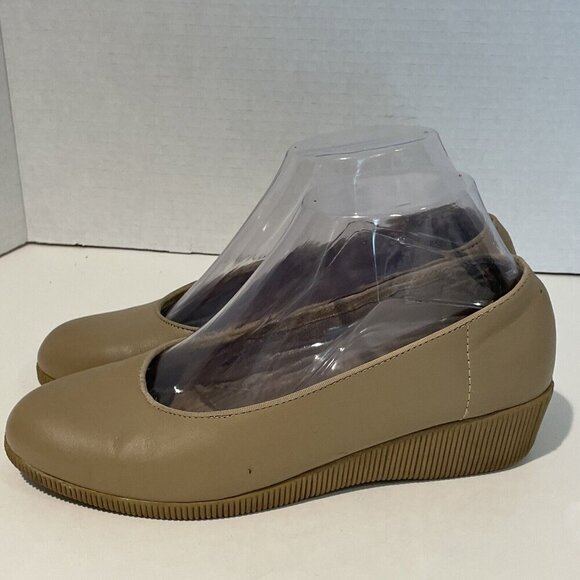 Dr Scholls Slip On Loafers Shoes Women's 6.5 Beige Double Air-Pillo Wedge Heel - Picture 4 of 10